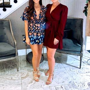 Express Satin Tie Waist Mini Dress